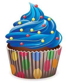 Cupcake with blue frosting and sprinkles